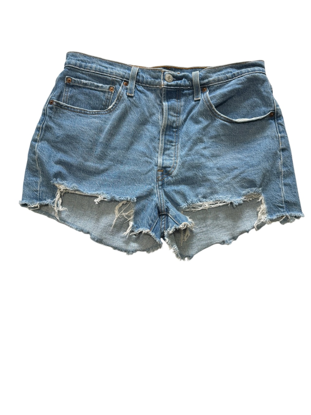 Levi’s 501 Original Cutoff Denim Shorts W31 Light Wash Distressed Button Fly